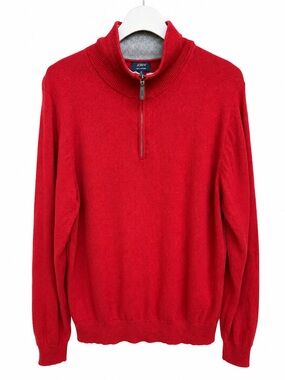 J.Crew Red 100% Cotton Quarter Zip Sweater Men’s XL